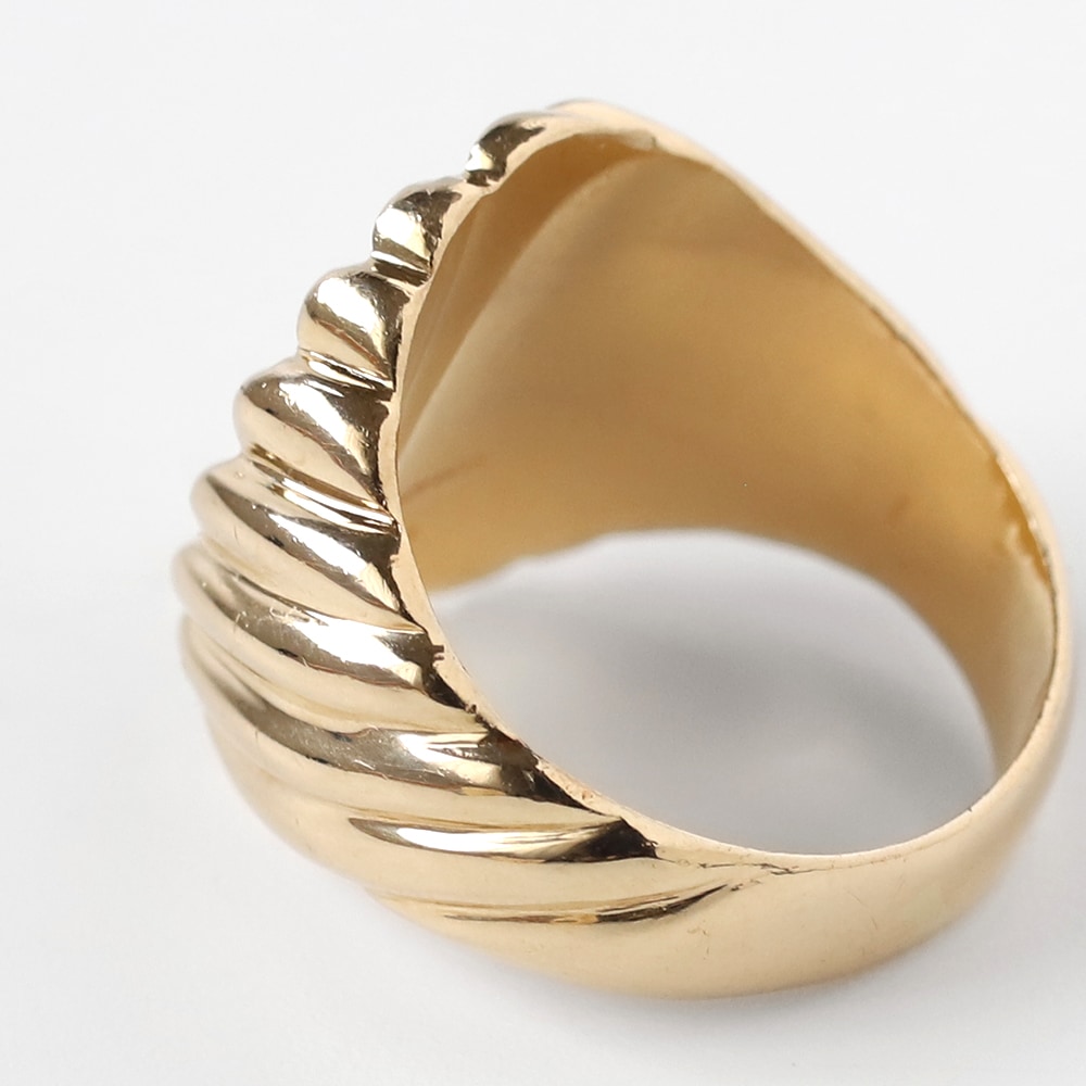 【VINTAGE】TIFFANY&Co. 14k Gold Ribbed Signet Ring
