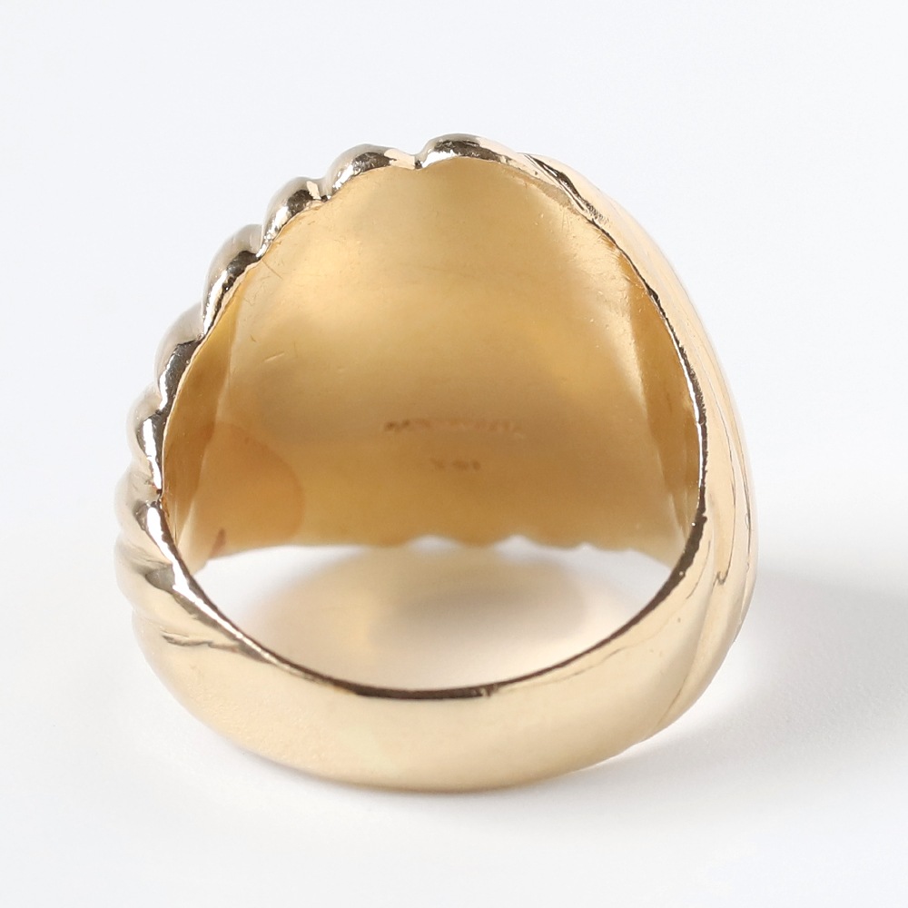 【VINTAGE】TIFFANY&Co. 14k Gold Ribbed Signet Ring