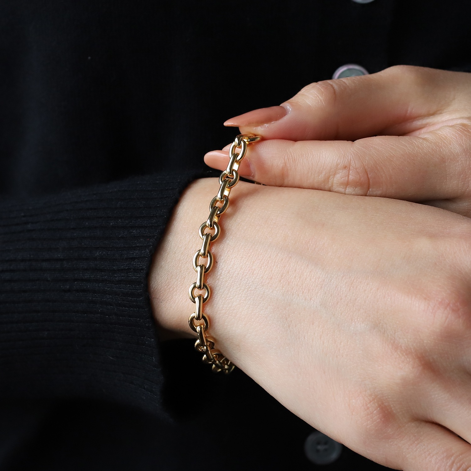 【VINTAGE】CHAUMET Round Link Chain Bracelet 18k YG