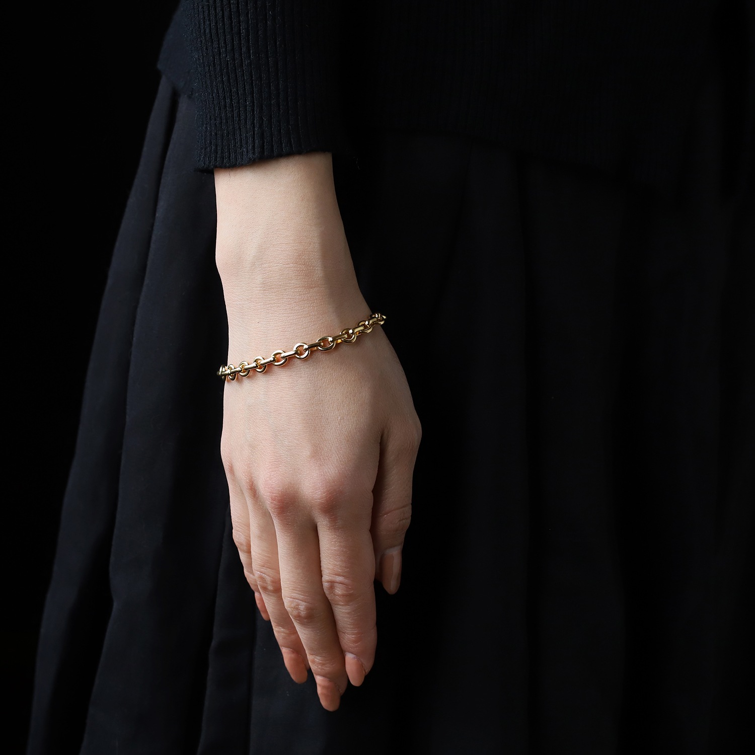 【VINTAGE】CHAUMET Round Link Chain Bracelet 18k YG