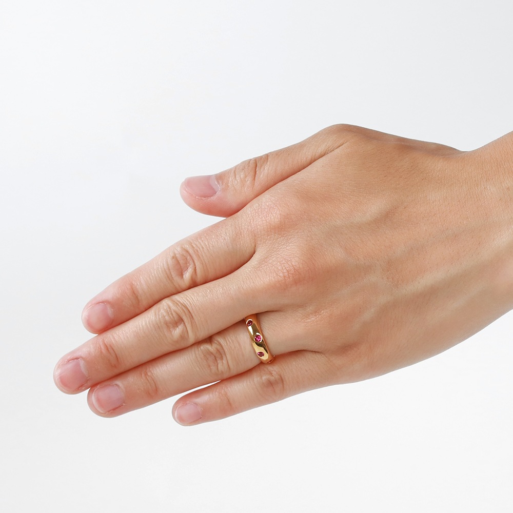 【OLD】TIFFANY&Co. 18k Gold Dots Ruby Ring