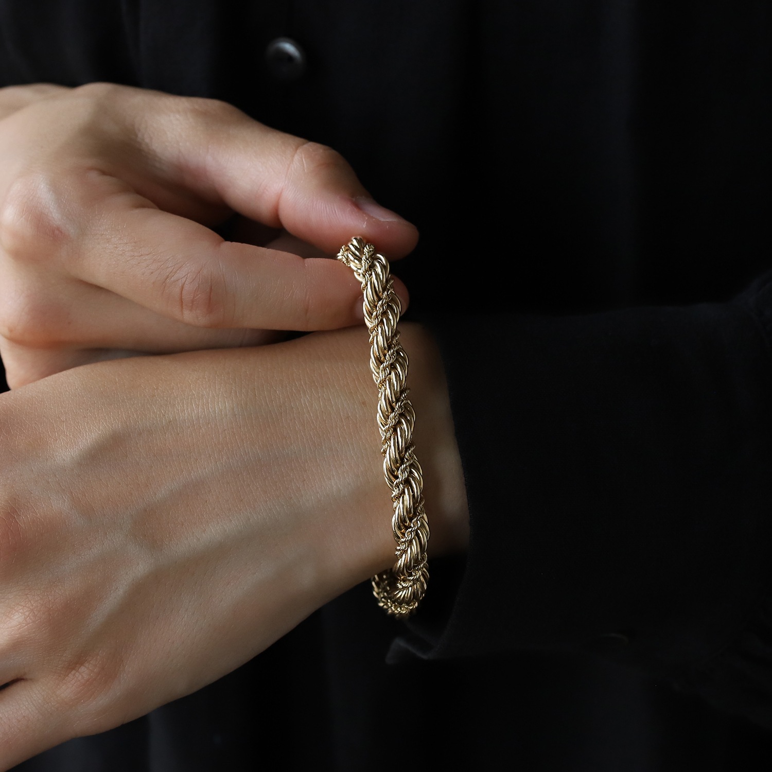 【1970s】TIFFANY&Co. 14k Gold Twist Rope Chain Bracelet