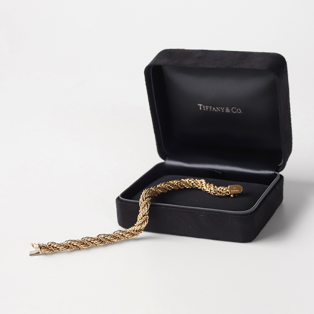 【1970s】TIFFANY&Co. 14k Gold Twist Rope Chain Bracelet