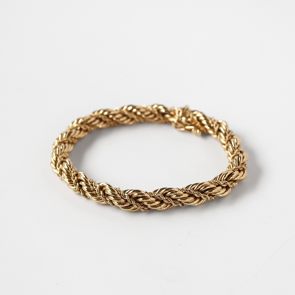 【1970s】TIFFANY&Co. 14k Gold Twist Rope Chain Bracelet