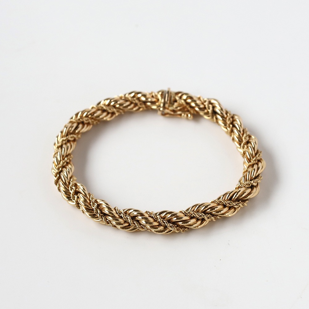【1970s】TIFFANY&Co. 14k Gold Twist Rope Chain Bracelet