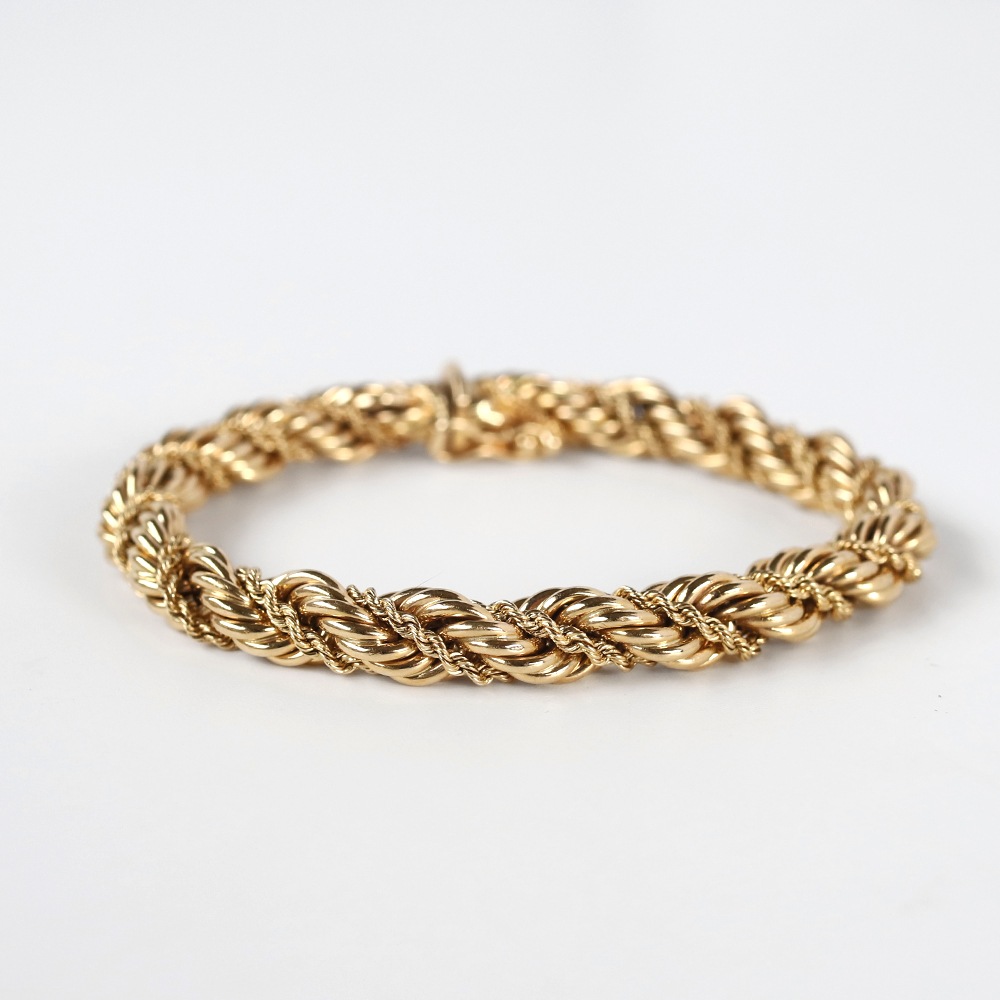 【1970s】TIFFANY&Co. 14k Gold Twist Rope Chain Bracelet