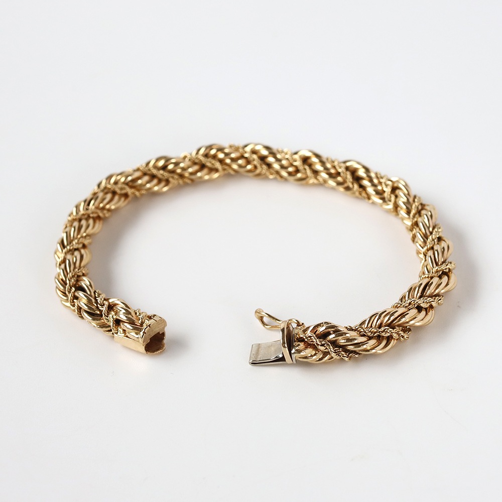 【1970s】TIFFANY&Co. 14k Gold Twist Rope Chain Bracelet