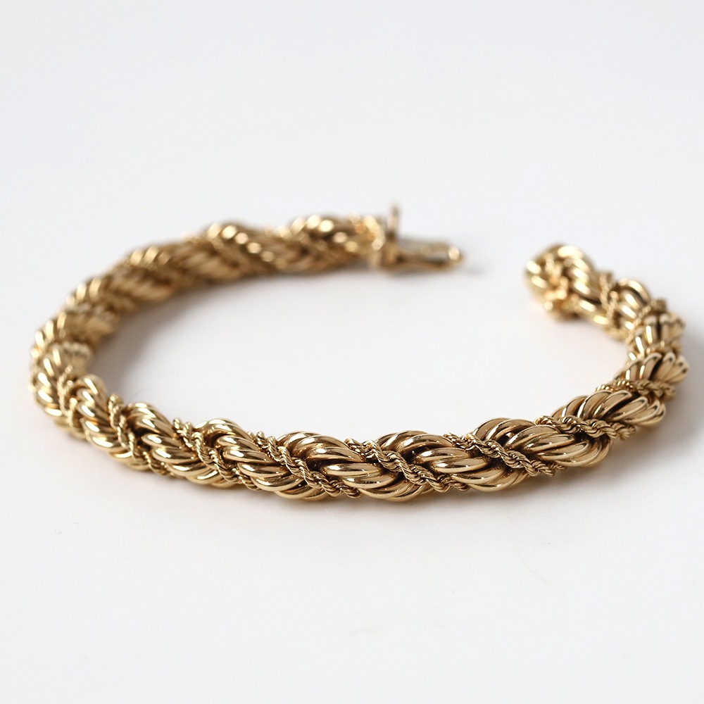 【1970s】TIFFANY&Co. 14k Gold Twist Rope Chain Bracelet