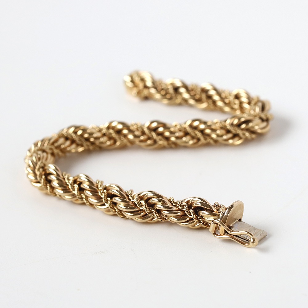 【1970s】TIFFANY&Co. 14k Gold Twist Rope Chain Bracelet