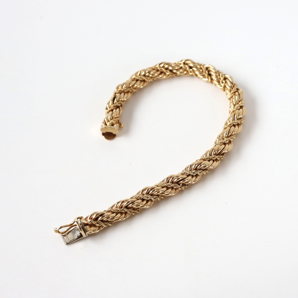【1970s】TIFFANY&Co. 14k Gold Twist Rope Chain Bracelet