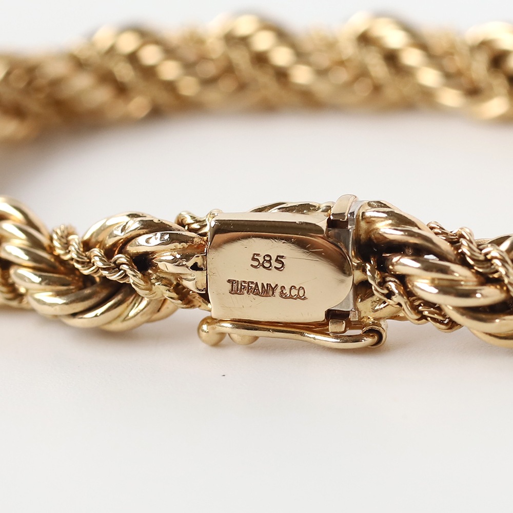 【1970s】TIFFANY&Co. 14k Gold Twist Rope Chain Bracelet