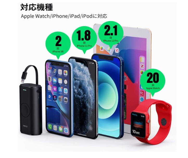 iWALK モバイルバッテリー 9000mAh Lightning type-c 大容量