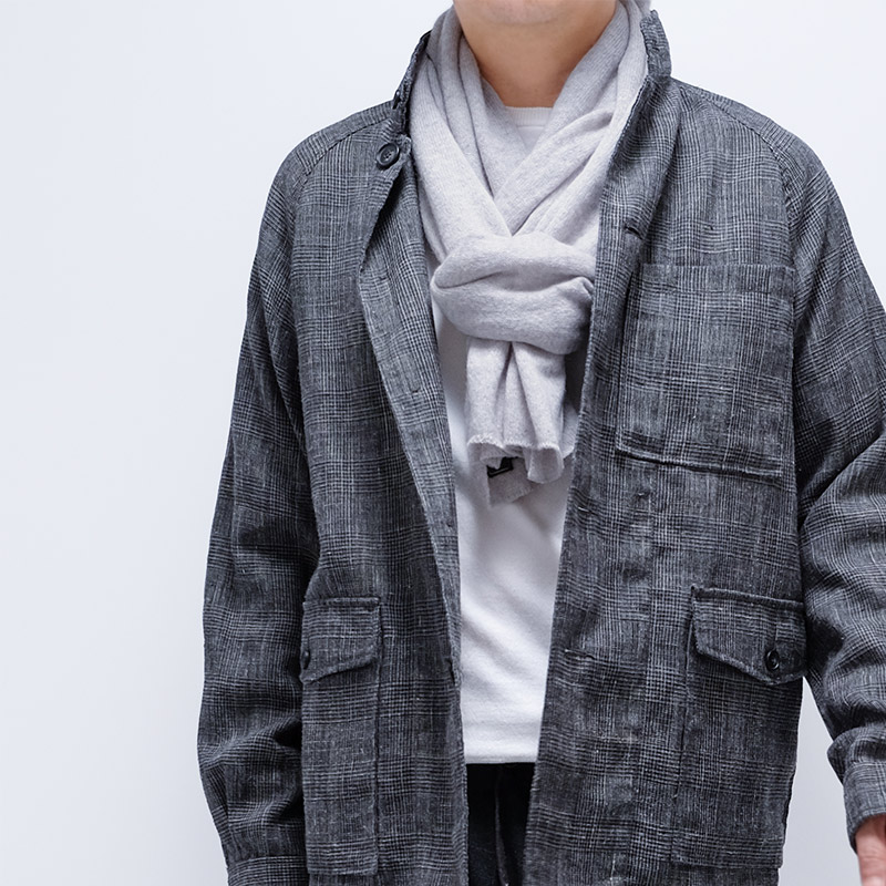 メンズマフラー カシミヤウール混 ライトグレー カシミアが得意なミラノのファクトリーブランド 32幅 190cm 男性マフラー マフラーメンズ ストール 襟巻き 男性用 冬マフラー 冬ストール メンズ 男性 Cep イタリアで作ったストールとマフラーのお店