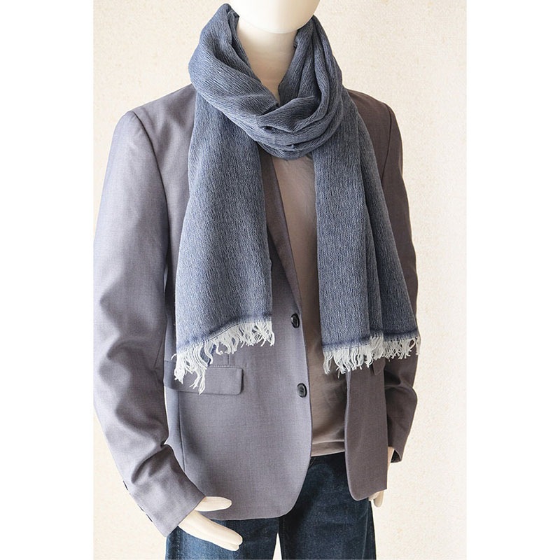 メンズストール 淡色シンプル無地 ネイビー ウール混 男性の通勤スーツやジャケットに イタリア製 54 195cm 秋冬ストール マフラーメンズ ストール 襟巻き 男性用 冬マフラー 冬ストール メンズ 男性 Cep イタリアで作ったストールとマフラーのお店