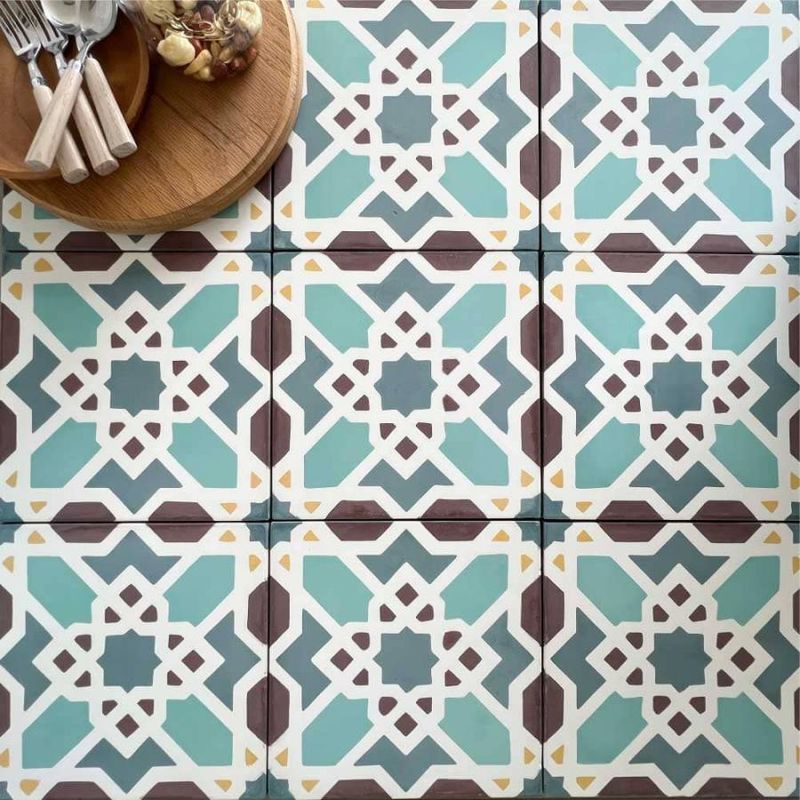 ベトナムタイル フローラガーデン グリーン 200×200mm ケース販売 13枚入