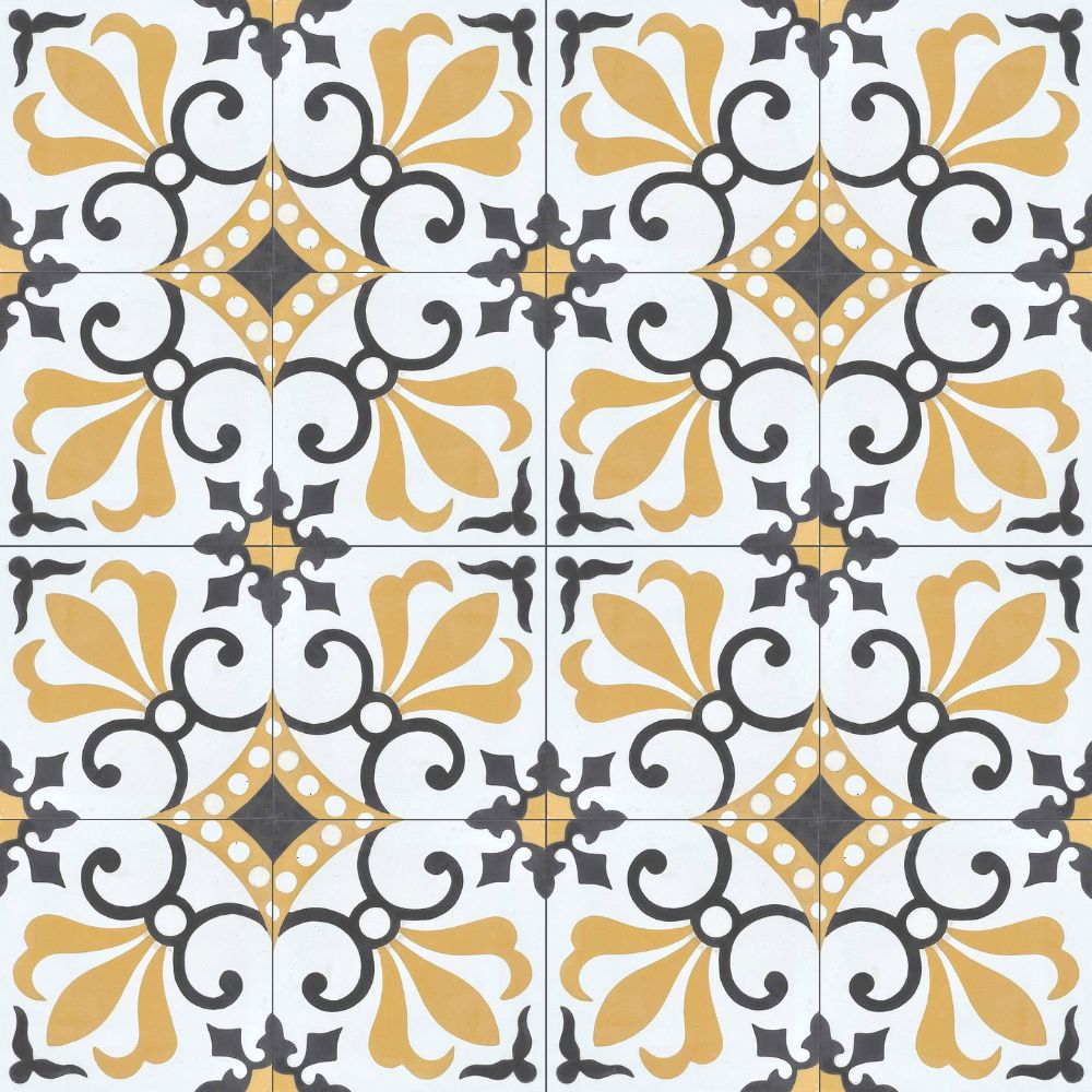 ベトナムタイル フローラガーデン イエロー 200×200mm ケース販売 13枚入