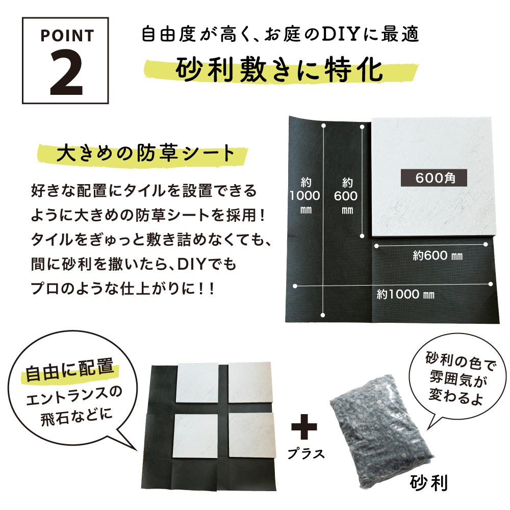 ルイーダ防草シート付き/600角(2枚入) 600x300(4枚入)