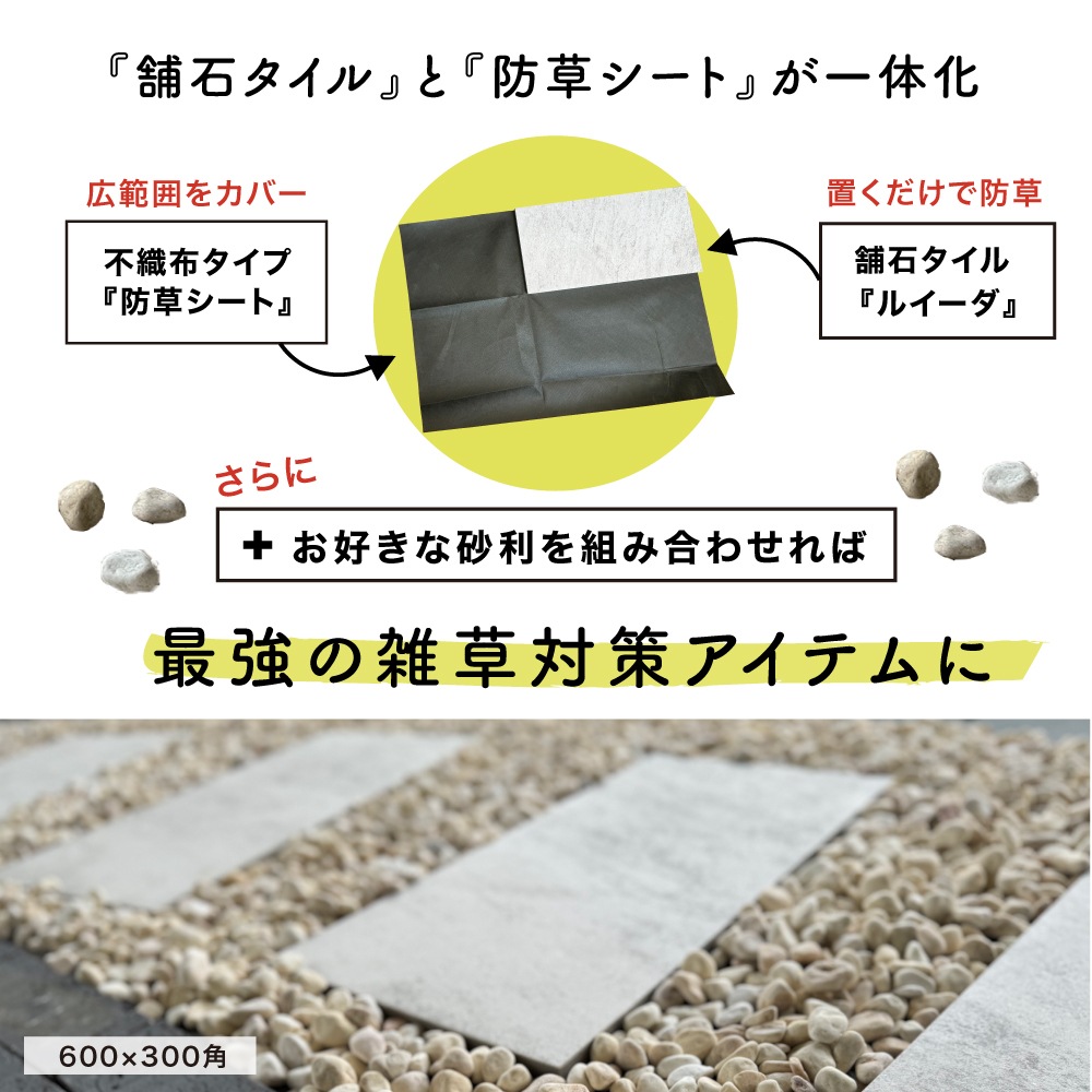 ルイーダ防草シート付き/600角(2枚入) 600x300(4枚入)