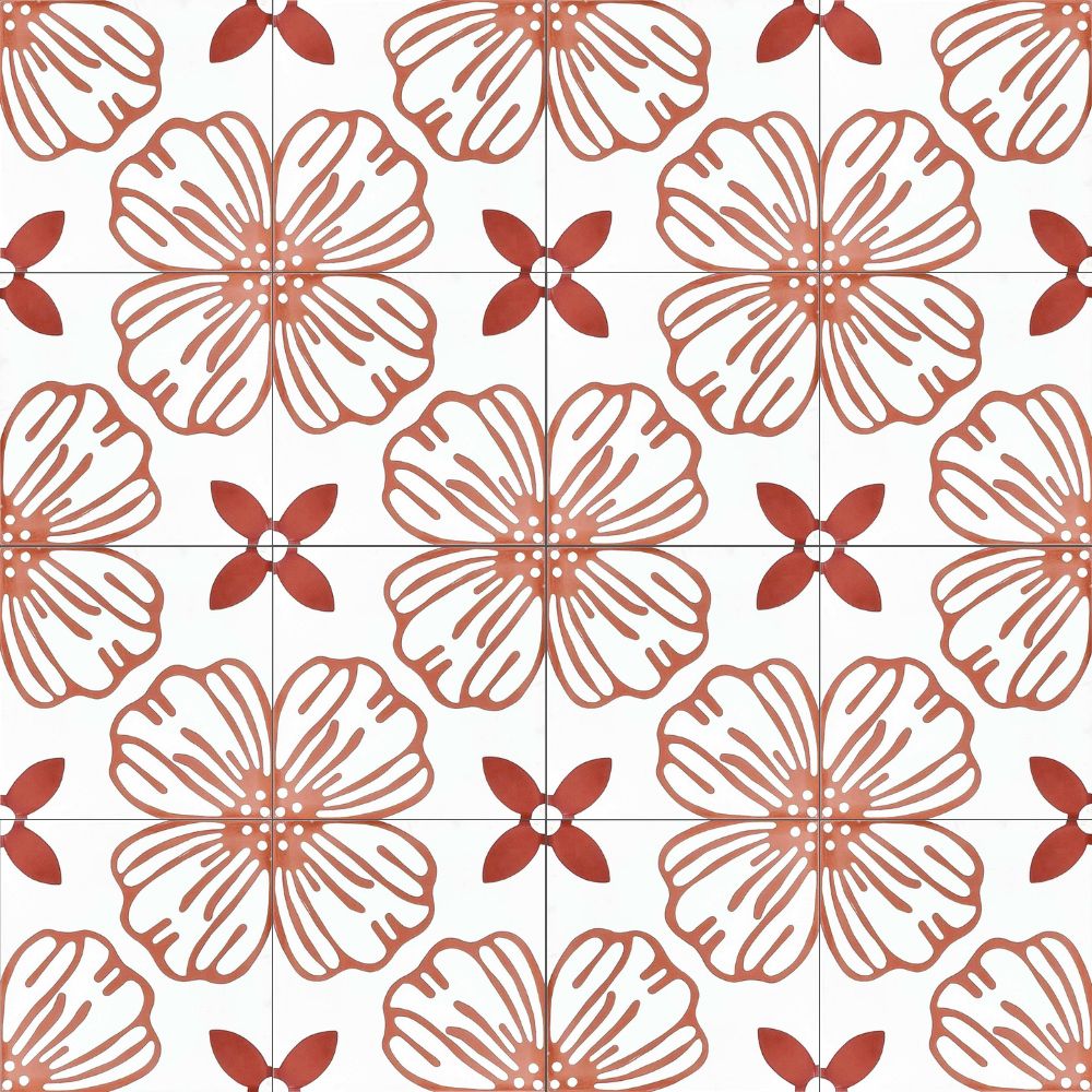 ベトナムタイル フローラガーデン ピンク 200×200mm ケース販売 13枚入