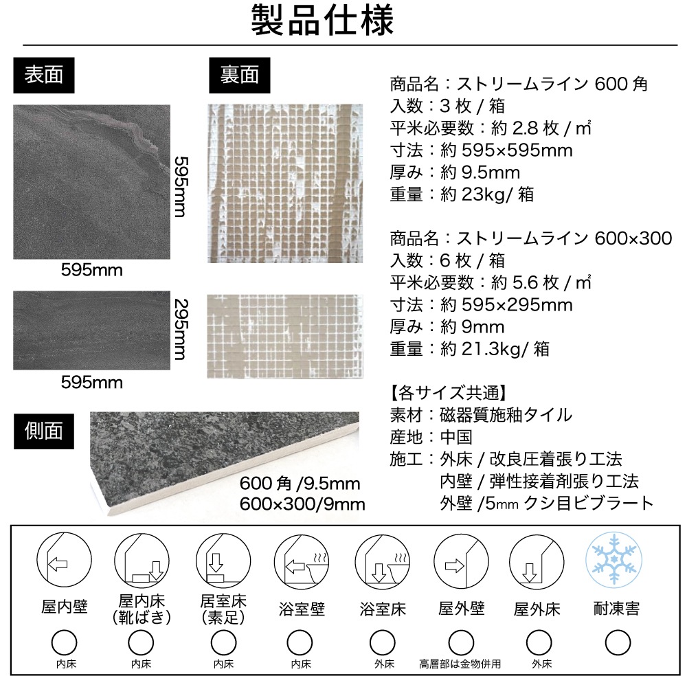 ストリームライン 600角（3枚入）600×3000（6枚入）外床/内床 ケース販売