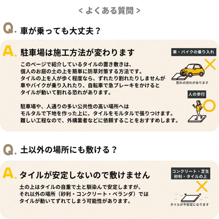 防草 雑草対策 置き設置が可能な舗石タイル 600角 全17色 ケース販売 (2枚入)