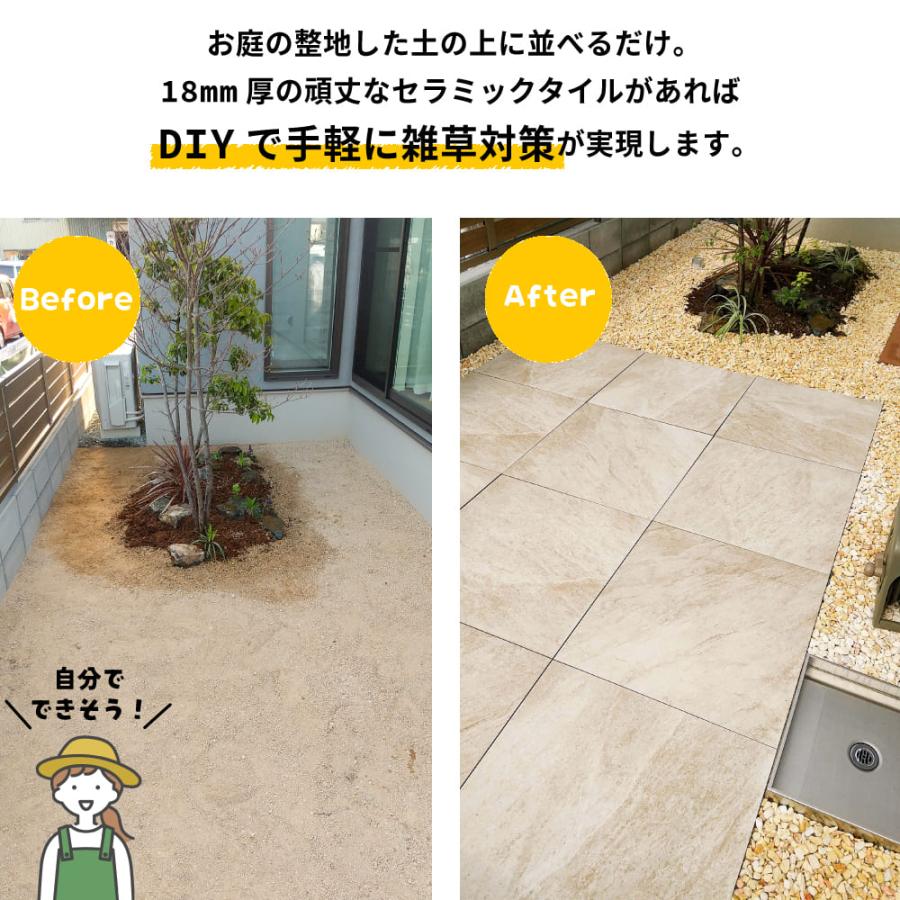 防草 雑草対策 置き設置が可能な舗石タイル 600角 全17色 ケース販売 (2枚入)