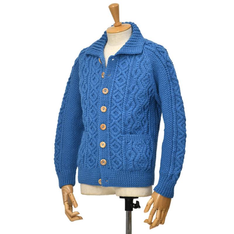 INVERALLANフェアアイル柄 ケーブル ニット カーディガン ブルー INVERALLANフェアアイル柄 ケーブル ニット カーディガン ブルー