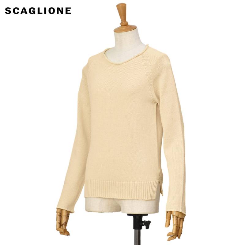 【新品アウトレット】スカリオーネ SCAGLIONE コットンポリエステル Vネック ノースリーブ ニット ホワイト【サイズ表記なし（S位）】【レディース】 新品アウトレット】スカリオーネ SCAGLIONE コットンポリエステル V
