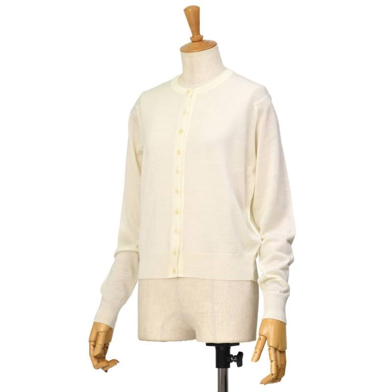 新品同様！JOHN SMEDLEY 30Gカーディガン ホワイト S おまけ付き JOHN SMEDLEY【ジョンスメドレー】クルーネックカーディガン 30G A4781