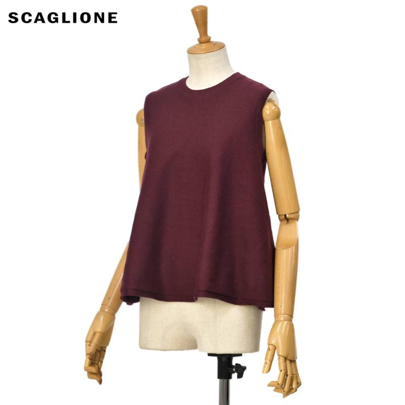 【新品アウトレット】スカリオーネ SCAGLIONE レーヨン モックネック ノースリーブ プルオーバーニット オレンジベージュ【サイズ表記なし（S位）】【レディース】 新品アウトレット】スカリオーネ SCAGLIONE レーヨン モックネック