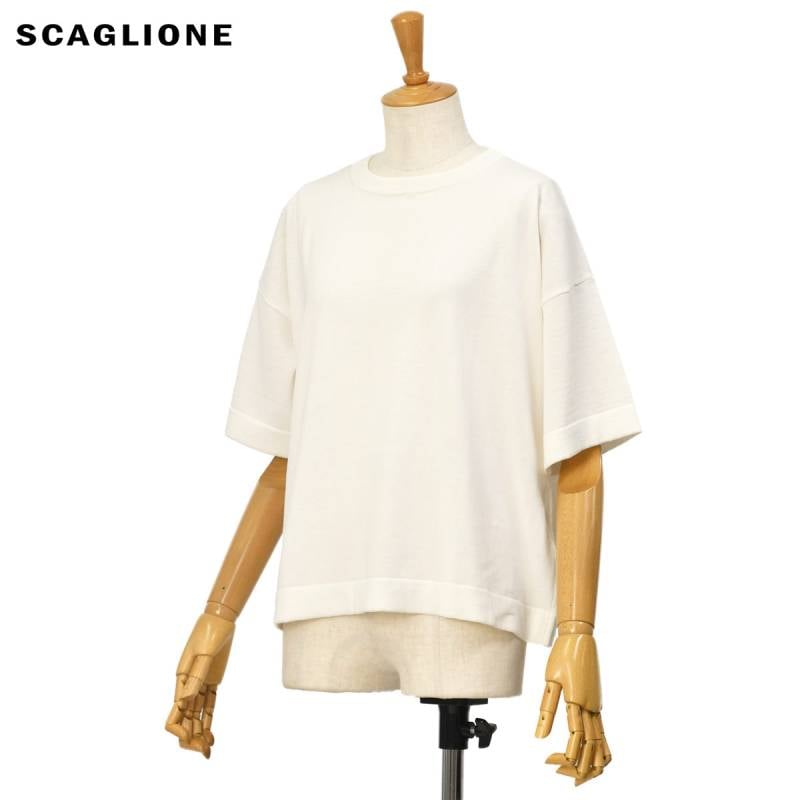 【新品アウトレット】スカリオーネ SCAGLIONE コットンポリエステル Vネック ノースリーブ ニット ホワイト【サイズ表記なし（S位）】【レディース】 新品アウトレット】スカリオーネ SCAGLIONE コットンポリエステル V