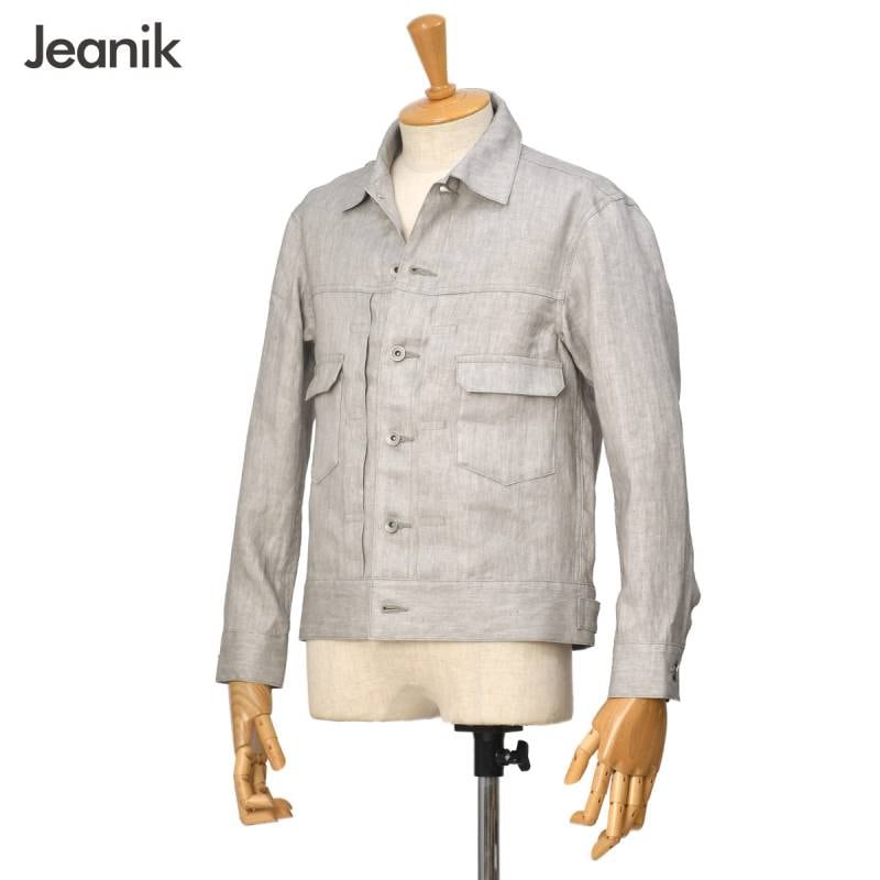 春夏【新品】Jeanik ジーニック 墨染めリネン デニムジャケット Jeanik【ジーニック】デニムジャケット 2ndタイプ Gジャン JEANIK0102