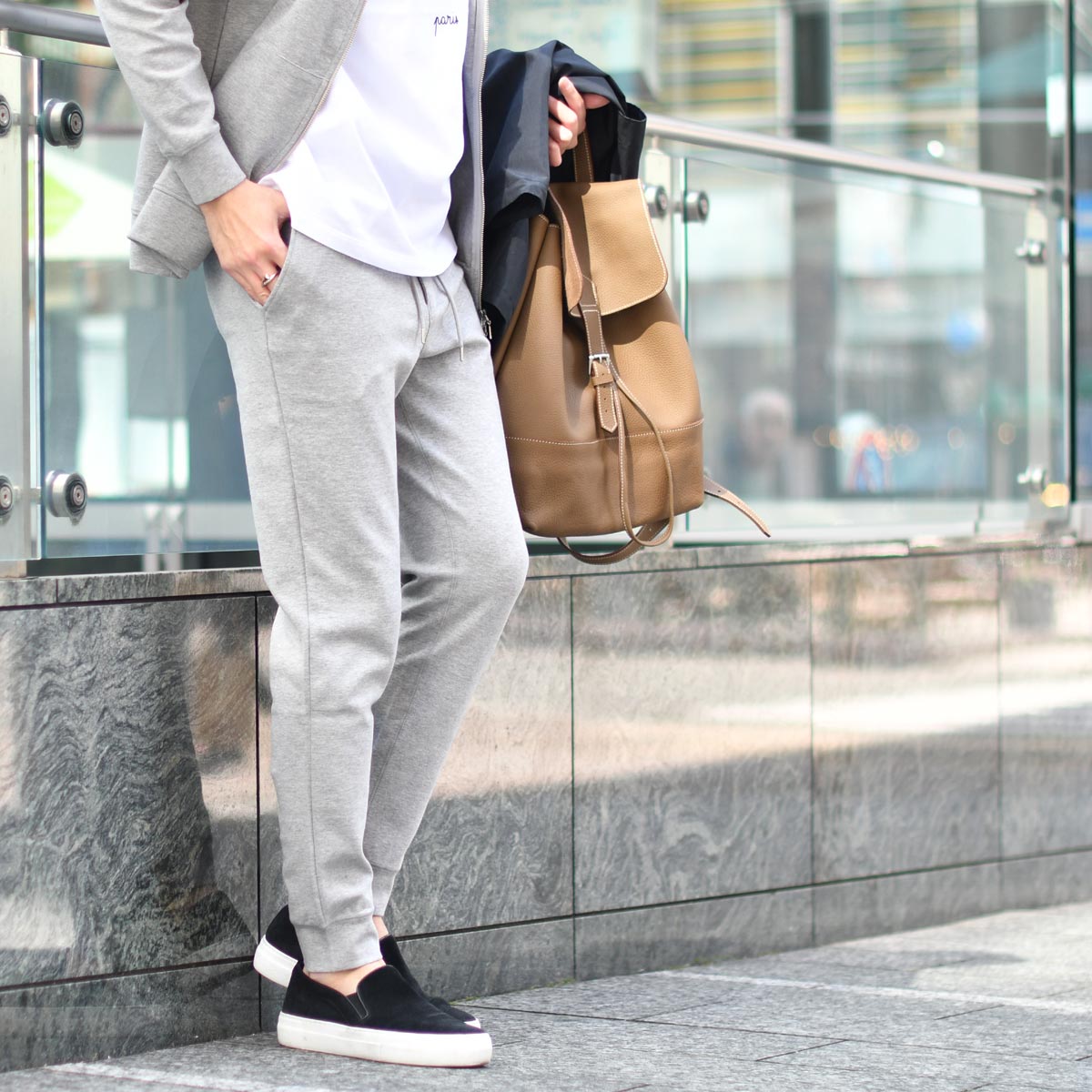 three dots【スリードッツ】ストレッチポンチ裾リブパンツ 1054UU602MY