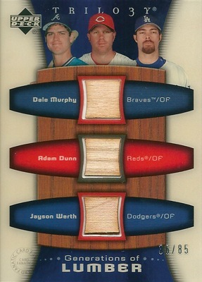 Dale Murphy / Adam Dunn / Jayson Werth 2005 UD Trilogy Generations of Lumber Triple 85枚限定！(36/85) / デール マーフィー / アダム ダン / ジェイソン ワース