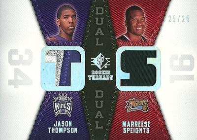 【ジェイソン・トンプソン】【マリース・スペイツ】 NBAカード Jason Thompson/Marreese Speights 08/09 SP Rookie Threads Rookie Threads Dual Patch 25/25