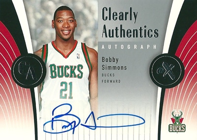 ボビー・シモンズ NBAカード Bobby Simmons 06/07 E-X Clearly Authentics Autographs