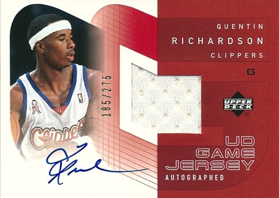 クエンティン・リチャードソン NBAカード Quentin Richardson 02/03 Upper Deck UD Game Jerseys Autographs 185/275