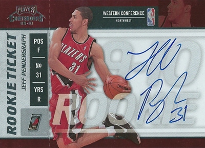 ジェフ・ペンダーグラフ NBAカード Jeff Pendergraph 09/10 Playoff Contenders Rookie Autographs