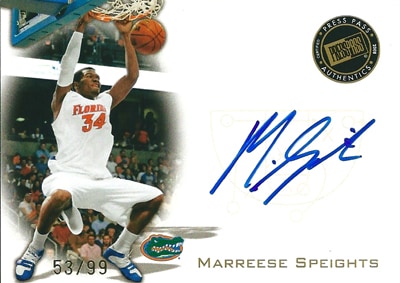 マリース・スペイツ バスケットボールカード Marreese Speights 2008 Press Pass Signings Gold 53/99