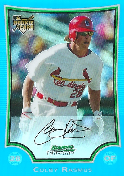 コルビー・ラスムス MLBカード Colby Rasmus 2009 Bowman Chrome Rookie Card Blue Refractors 5/150
