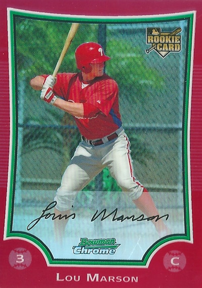 ルー・マーソン MLBカード Lou Marson 2009 Bowman Chrome Rookie Card Red Refractors 1/5