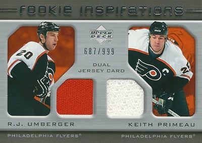 Ｒ．Ｊ．アンバーガー / キース・プリモー NHLカード R.J.Umberger / Keith Primeau 2005/06 UD Rookie Update Rookie Inspirations 687/999