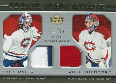 ヤン・ダニ / ホセ・セオドア NHLカード Yan Danis / Jose Theodore 2005/06 UD Rookie Update Rookie Inspirations Patch 19/25