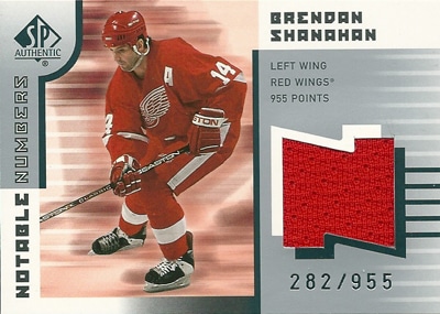 ブレンダン・シャナハン NHLカード Brendan Shanahan 2001/02 SP Authentic Notable Numbers Jerseys 282/955