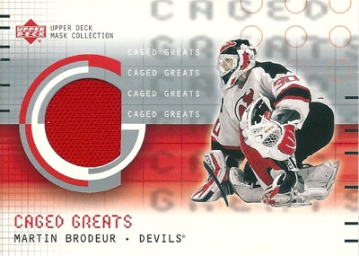 マーティン・ブロデューア NHLカード Martin Brodeur 2001/02 UD Mask Collection Caged Greats Jerseys