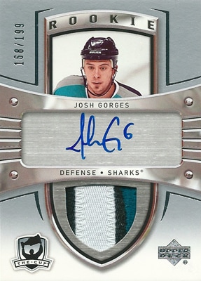 ジョシュ・ゴージス NHLカード Josh Gorges 2005/06 UD The Cup Rookie Patch Autographs 168/199