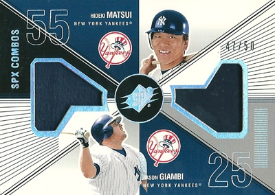 【松井秀喜】【ジェイソン・ジアンビ】 MLBカード Hideki Matsui / Jason Giambi 2003 SPｘ Game Used Combos 47/50