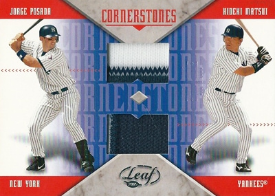【松井秀喜】【ホルヘ・ポサダ】 MLBカード Hideki Matsui / Jorge Posada 2005 Leaf Cornerstones Patch 16/25