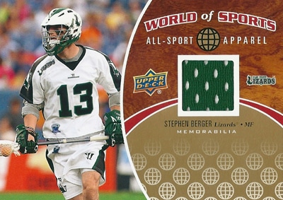 ステファン・バーガー ラクロスカード Stephen Berger 2010 Upper Deck World of Sports All-Sports Apparel Memorabilia