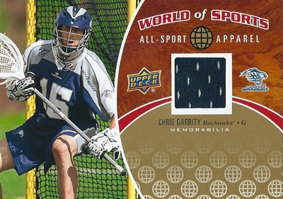 クリス・ギャリティ ラクロスカード Chris Garrity 2010 Upper Deck World of Sports All-Sports Apparel Memorabilia